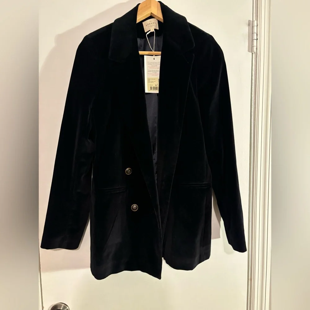 Sezane Chelsea Jacket Black Velvet - Rare - Picture 2 of 5